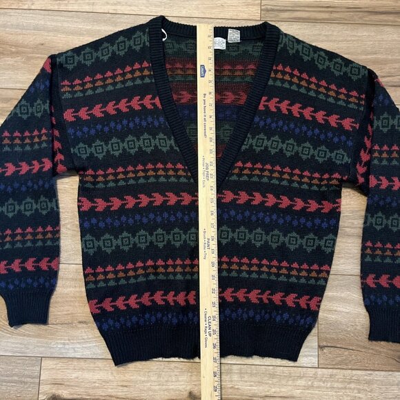 Men's VTG Sweater Graphix Knit Cardigan SZ MEDIUM Multicolor Aztec Grandpa Retro - Picture 6 of 8